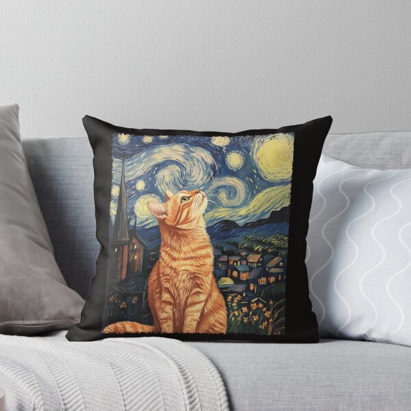 Item preview, Modern Art Painting Van Gogh Starry Night Tabby Cat  designed and sold by antoniaautzer.