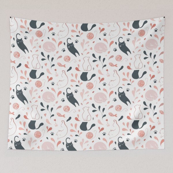 Item preview, Cute Cat Seamless Pattern | Kawaii Kitty Watercolor Design | Pastel Feline Aesthetic Print designed and sold by agaa-vibes-studio.