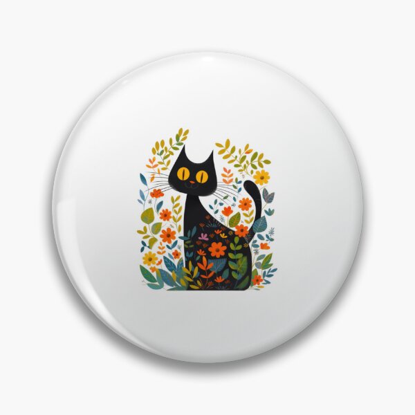 Item preview, Funny Black Cat In Botanical Flower Garden Art designed and sold by CraftmintCA.
