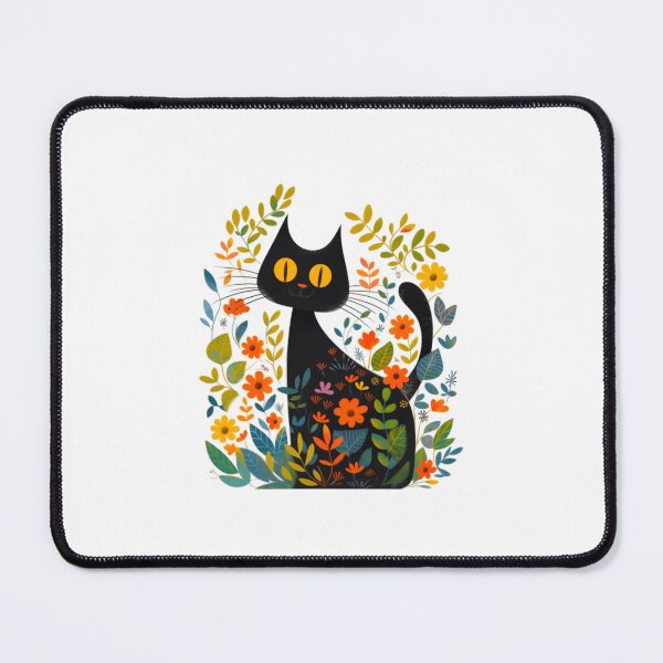 Item preview, Funny Black Cat In Botanical Flower Garden Art designed and sold by CraftmintCA.