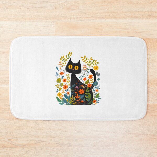 Item preview, Funny Black Cat In Botanical Flower Garden Art designed and sold by CraftmintCA.