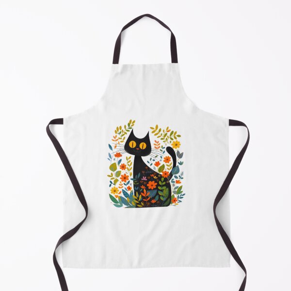 Item preview, Funny Black Cat In Botanical Flower Garden Art designed and sold by CraftmintCA.