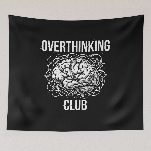 Item preview, Overthinking Club Funny Anxiety Brain Quote designed and sold by agaa-vibes-studio.