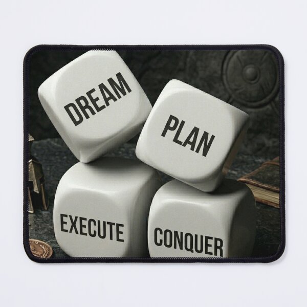 Item preview, Dream Plan Execute Conquer Dice Entrepreneur Success Motivational Quote designed and sold by RAMHEARTS.