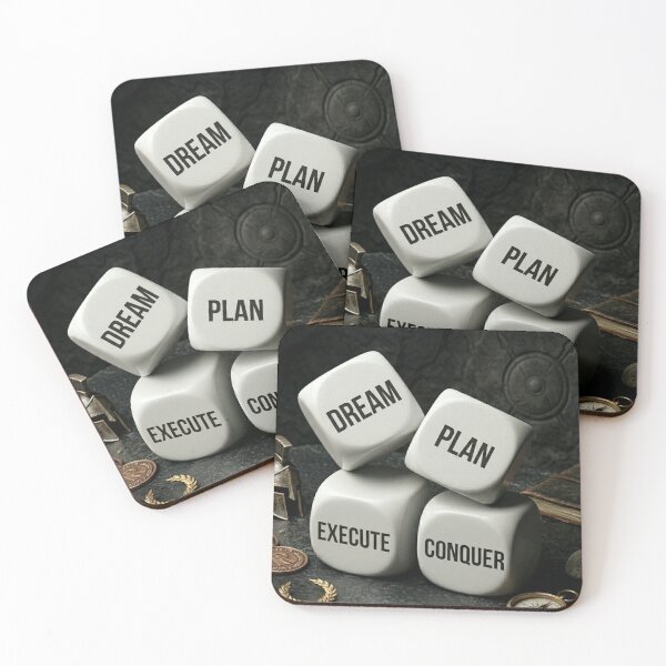 Item preview, Dream Plan Execute Conquer Dice Entrepreneur Success Motivational Quote designed and sold by RAMHEARTS.
