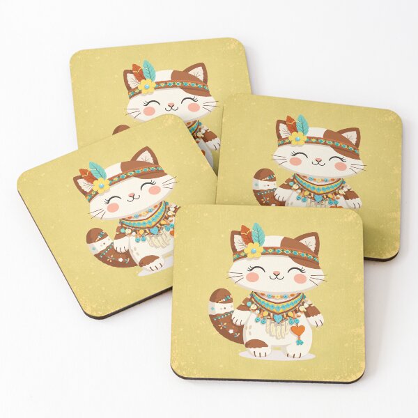 Item preview, Retro Boho Cat – Whimsical Tribal Spirit designed and sold by ArtByBoya.