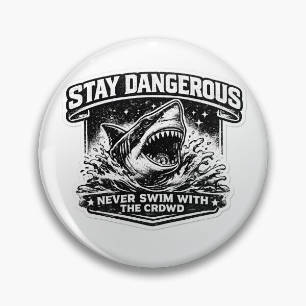 Item preview, Stay Dangerous Shark Sticker | Never Swim With The Crowd | Vintage Ocean Aesthetic designed and sold by Vierdos.
