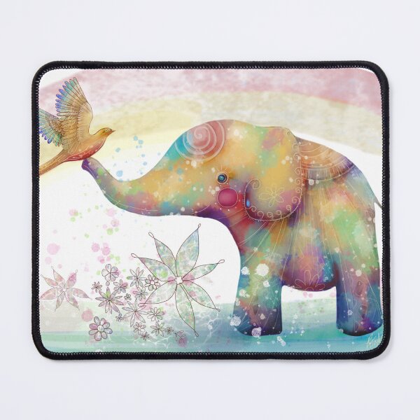 Item preview, Elephant Rainbow Love with Bird Friend designed and sold by Karin Taylor.