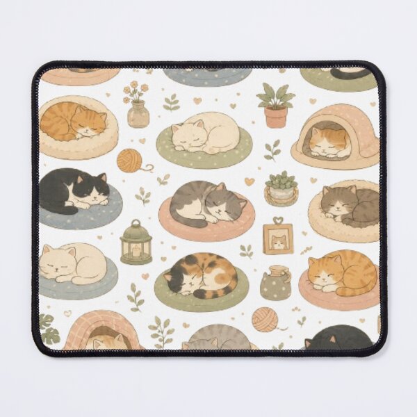 Item preview, Cute Sleeping Cats Seamless Pattern | Cozy Kawaii Kitten Watercolor Design | Pastel Cat Lover Aesthetic Print designed and sold by agaa-vibes-studio.