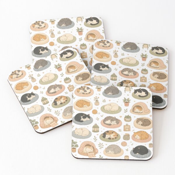 Item preview, Cute Sleeping Cats Seamless Pattern | Cozy Kawaii Kitten Watercolor Design | Pastel Cat Lover Aesthetic Print designed and sold by agaa-vibes-studio.