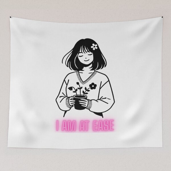 Item preview, I Am At Ease – Minimal Calm Girl Sticker Design designed and sold by ArtfulLife3456.