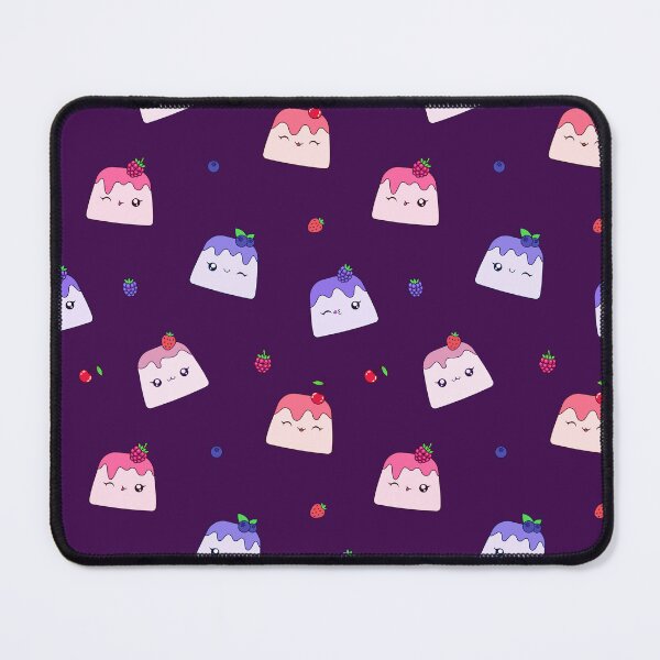 Item preview, Cute Kawaii Berry Pudding Pattern Purple Background Design designed and sold by CozyLittleShop.