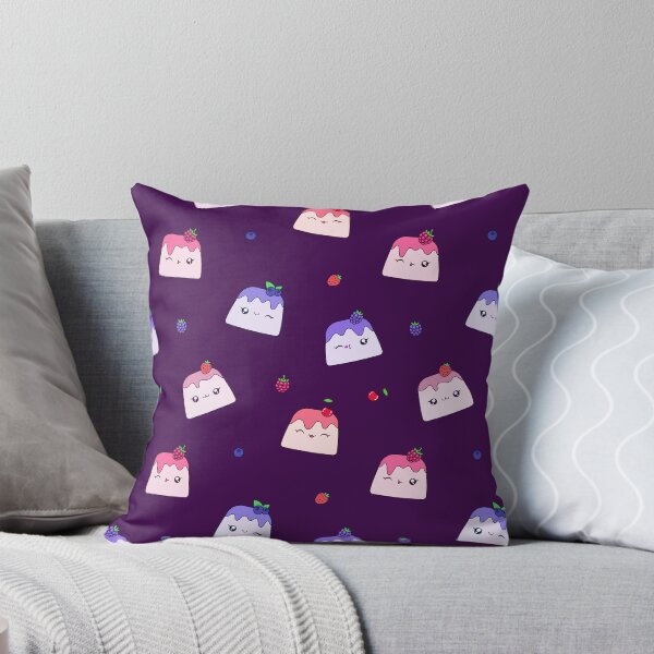 Item preview, Cute Kawaii Berry Pudding Pattern Purple Background Design designed and sold by CozyLittleShop.