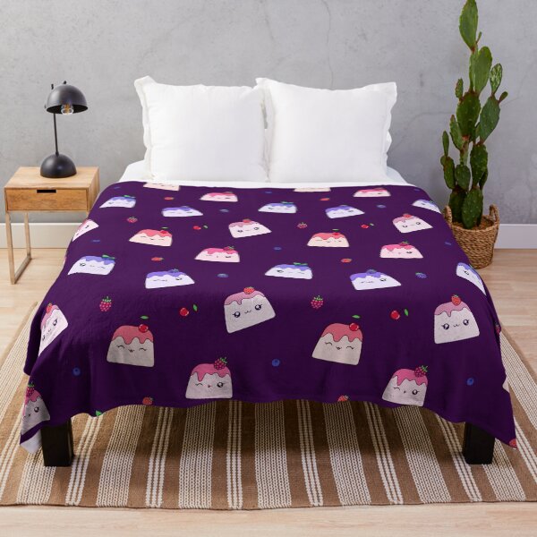 Item preview, Cute Kawaii Berry Pudding Pattern Purple Background Design designed and sold by CozyLittleShop.