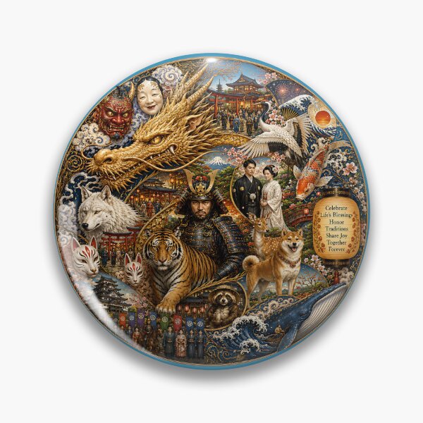 Item preview, Eternal Celebration of Japan – Dragon, Samurai & Sacred Beasts designed and sold by sunbowjp stadio.