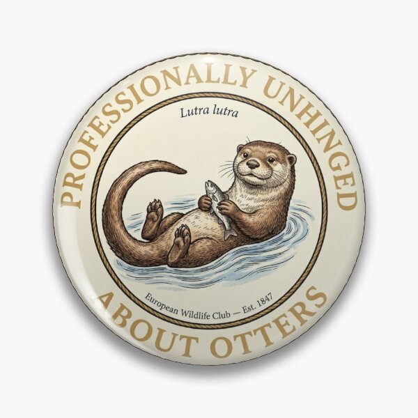Item preview, Professionally Unhinged About Otters Wildlife Badge designed and sold by CalmCapy Co.