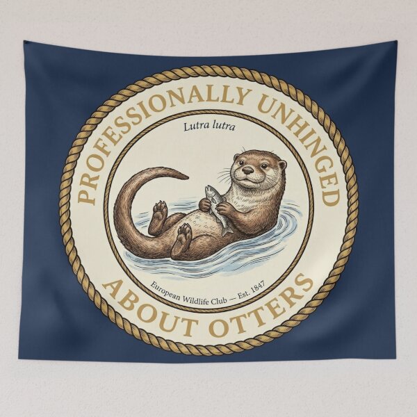 Item preview, Professionally Unhinged About Otters Wildlife Badge designed and sold by CalmCapy Co.