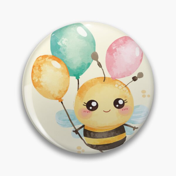 Item preview, Little bee with balloons on a pastel yellow background designed and sold by MlleLAbeille.