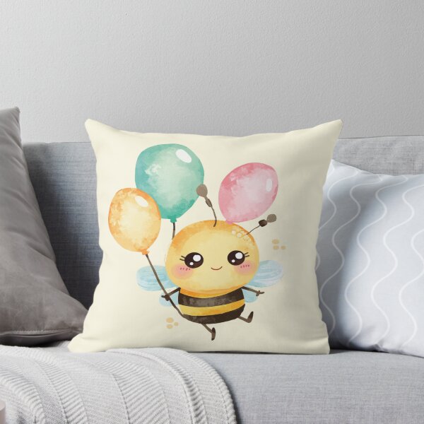 Item preview, Little bee with balloons on a pastel yellow background designed and sold by MlleLAbeille.