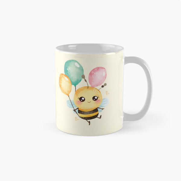 Item preview, Little bee with balloons on a pastel yellow background designed and sold by MlleLAbeille.
