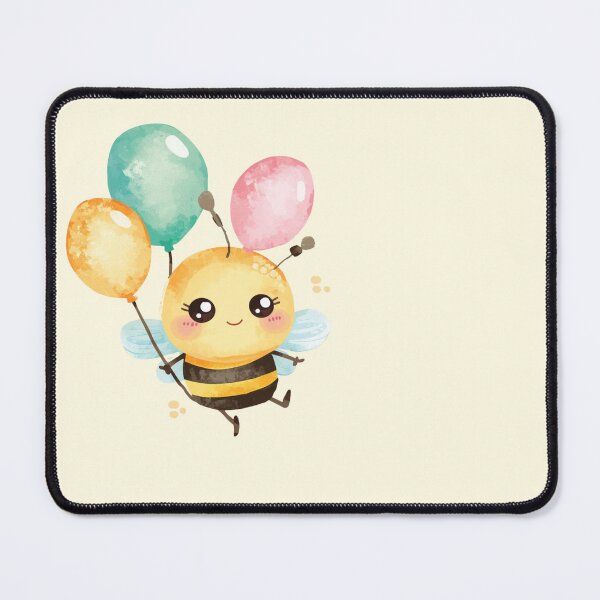Item preview, Little bee with balloons on a pastel yellow background designed and sold by MlleLAbeille.
