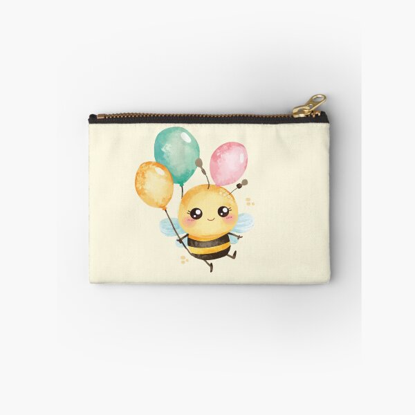 Item preview, Little bee with balloons on a pastel yellow background designed and sold by MlleLAbeille.