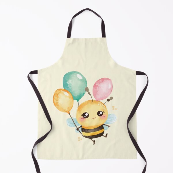 Item preview, Little bee with balloons on a pastel yellow background designed and sold by MlleLAbeille.