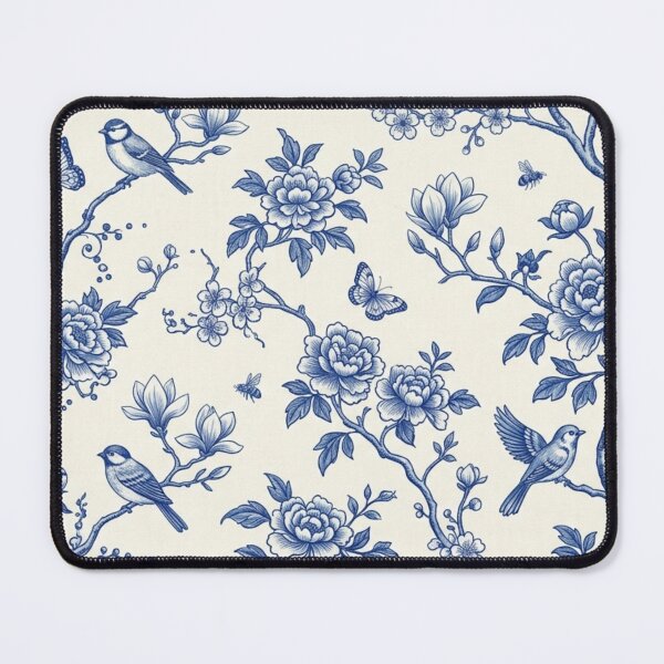 Item preview, Blue Chinoiserie Floral Birds Seamless Pattern designed and sold by FashioonTrends.