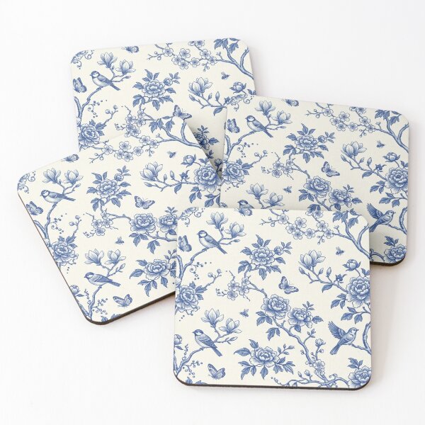 Item preview, Blue Chinoiserie Floral Birds Seamless Pattern designed and sold by FashioonTrends.