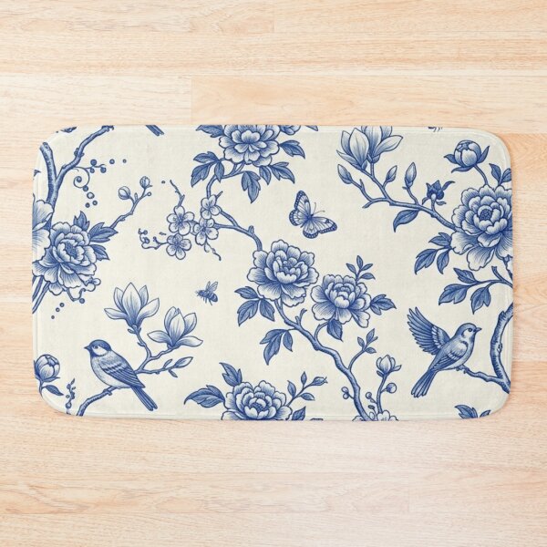 Item preview, Blue Chinoiserie Floral Birds Seamless Pattern designed and sold by FashioonTrends.