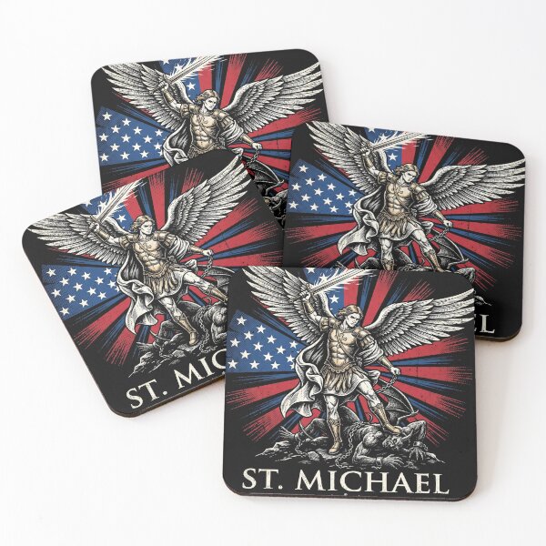 Aperçu de l'œuvre Saint Michel défend l'Amérique - Art patriotique chrétien de l'archange guerrier créée et vendue par AdyKurniawan.