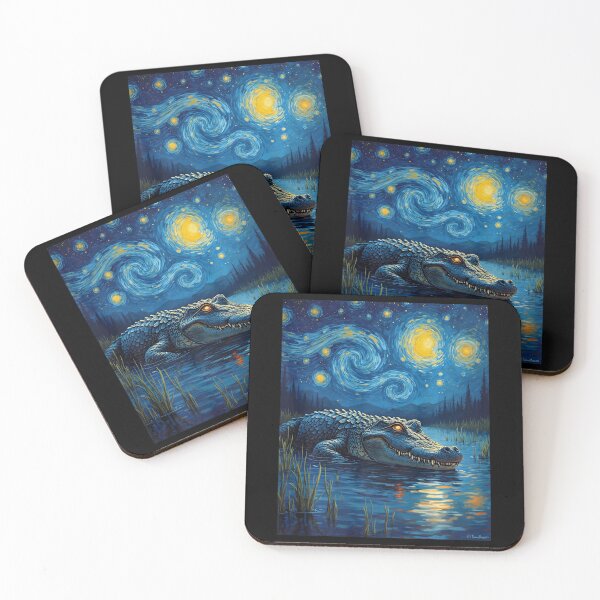 Item preview, Van Gogh's Starry Night Alligator Crocodile Swamp Art  designed and sold by Littermin.