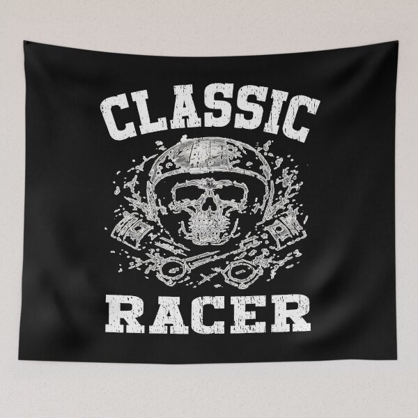 Item preview, Classic Racer Vintage Skull and Crossed Pistons Motorsport historic racing classic cars and bikes designed and sold by Jt41.