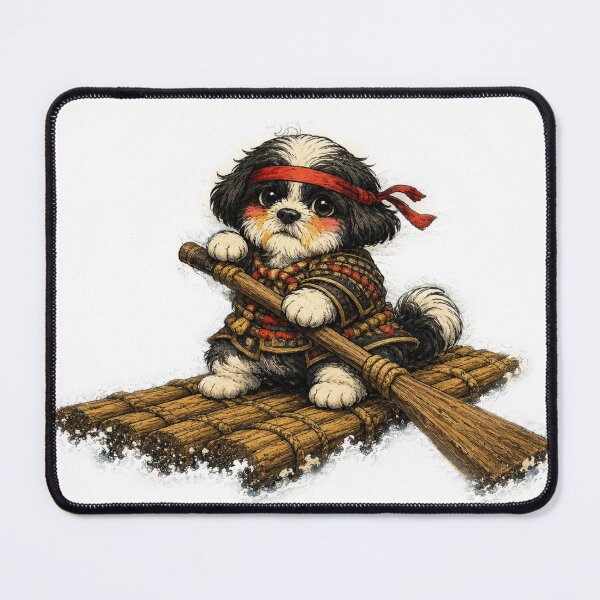 Item preview, Samurai Shih Tzu on Bamboo Raft (No Background) designed and sold by ShihTzuRareArt.