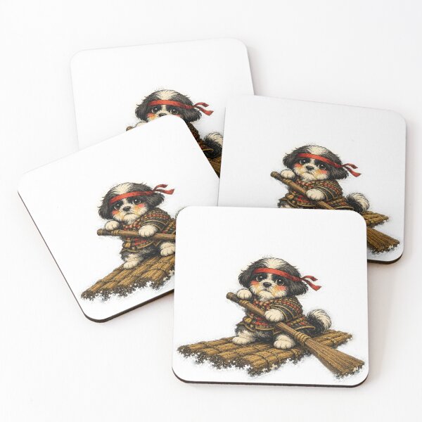 Item preview, Samurai Shih Tzu on Bamboo Raft (No Background) designed and sold by ShihTzuRareArt.