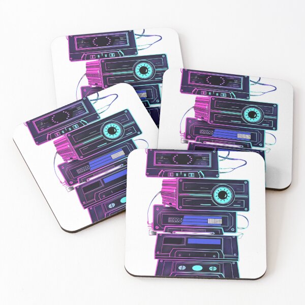 Item preview, Retro Synthwave Cassette Audio Stack - 80s 90s Neon Hi-Fi designed and sold by FizjoHed.