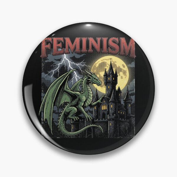 Item preview, Heavy Metal Feminism - Retro Gothic Dragon & Castle Fantasy Meme designed and sold by AdyKurniawan.