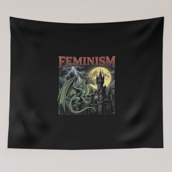 Item preview, Heavy Metal Feminism - Retro Gothic Dragon & Castle Fantasy Meme designed and sold by AdyKurniawan.