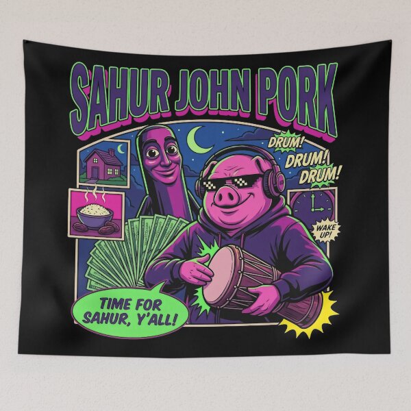 Item preview, Tung Tung Tung Sahur John Pork Meme Brainrot designed and sold by Kitkin.