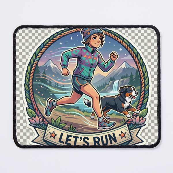 Item preview, Let's Run Hiking Girl with Dog Sticker designed and sold by venus-st.