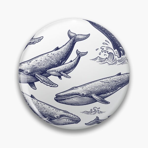 Item preview, Vintage Engraved Whales - Retro Nautical Ocean Marine Biology Art designed and sold by AdyKurniawan.