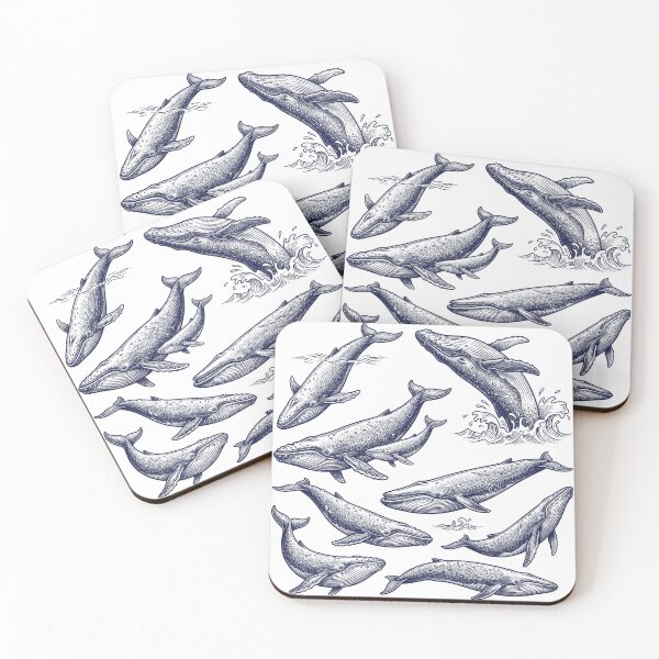 Item preview, Vintage Engraved Whales - Retro Nautical Ocean Marine Biology Art designed and sold by AdyKurniawan.