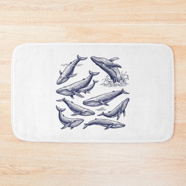 Item preview, Vintage Engraved Whales - Retro Nautical Ocean Marine Biology Art designed and sold by AdyKurniawan.