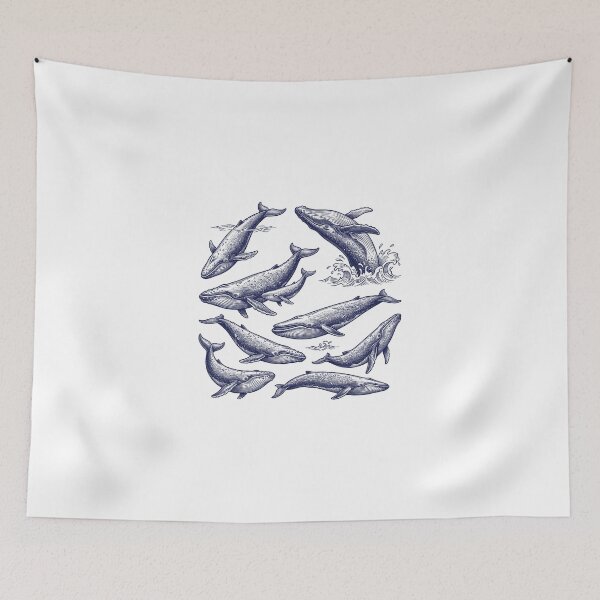 Item preview, Vintage Engraved Whales - Retro Nautical Ocean Marine Biology Art designed and sold by AdyKurniawan.