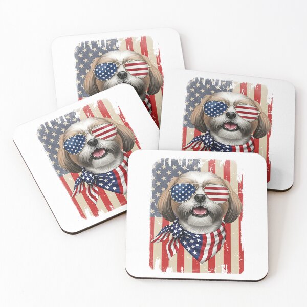 Item preview, 4th of July Shih Tzu Dog American Flag USA Patriotic Long Sleeve T-Shirt designed and sold by ‘Nothing Scares Me’ Store.