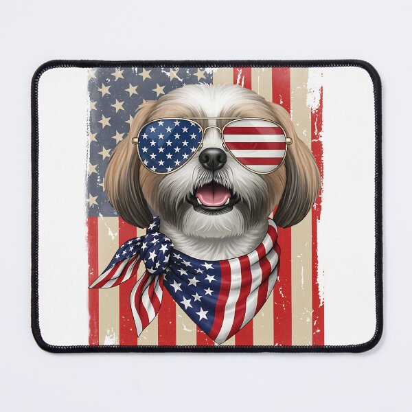 Item preview, 4th of July Shih Tzu Dog American Flag USA Patriotic Long Sleeve T-Shirt designed and sold by ‘Nothing Scares Me’ Store.