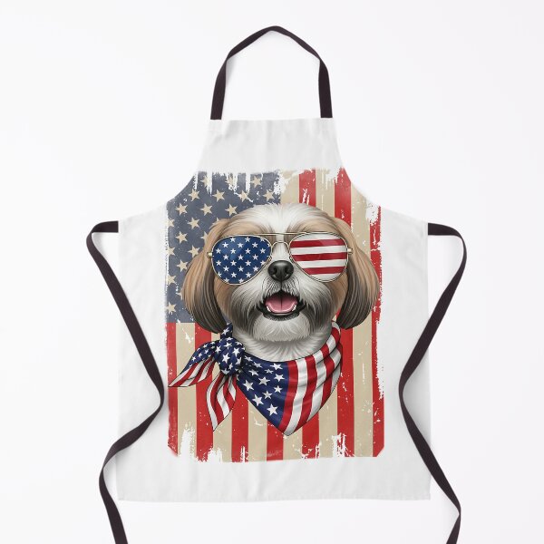 Item preview, 4th of July Shih Tzu Dog American Flag USA Patriotic Long Sleeve T-Shirt designed and sold by ‘Nothing Scares Me’ Store.