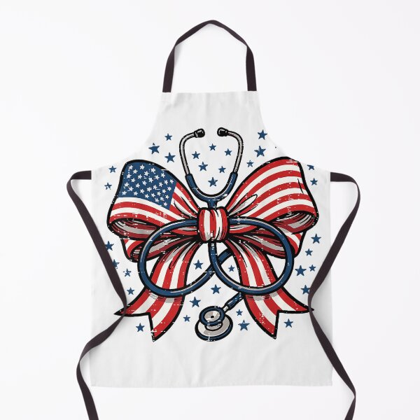 Item preview, 4th of July Nurse US Flag Bow Stethoscope Scrub Top Women T-Shirt designed and sold by Voila-creative.