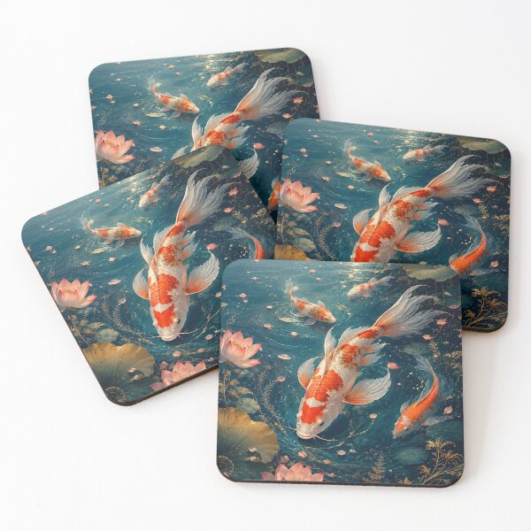Item preview, Moonlit Koi Fish Lotus Pond designed and sold by SRY DESIGN.