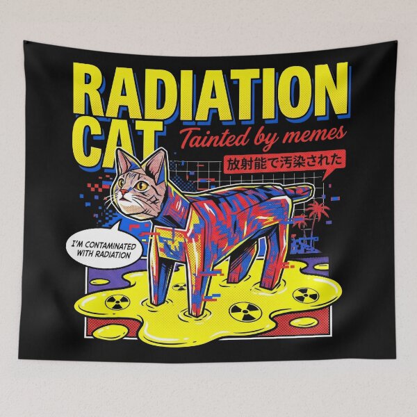 Item preview, Radiation Cat Tainted by Memes Glitch Art Retro Vaporwave Kitty designed and sold by Kitkin.